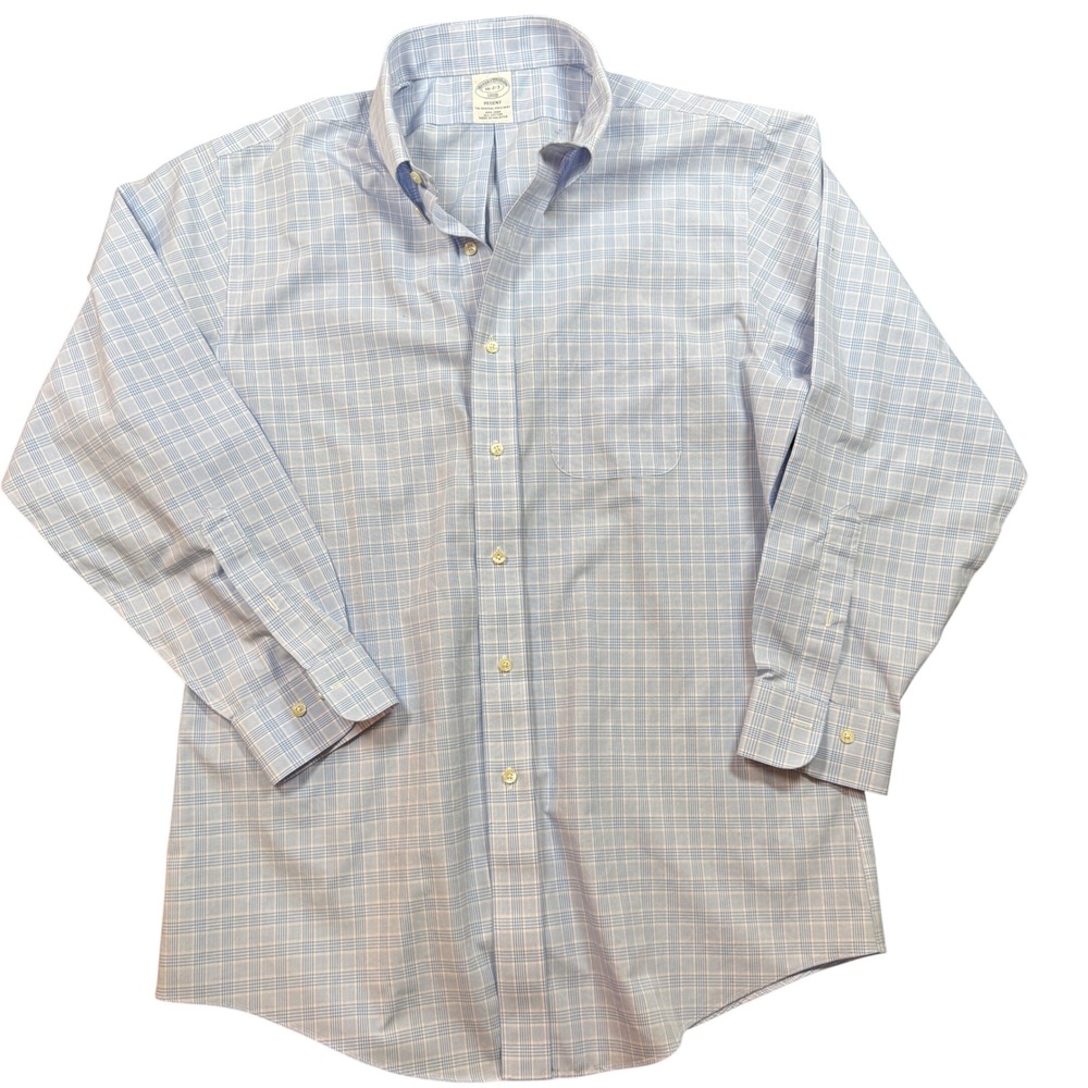 Brooks Brothers Regent Fit Pink Blue‎ Gingham Non Iron Dress Shirts Lot 16 2/3 - Picture 10 of 15